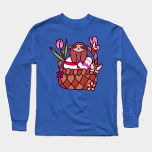 Easter Basket Sloth Long Sleeve T-Shirt